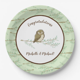 Assiettes En Carton Baby shower animal de Owl Woodland