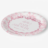 Assiettes En Carton Baby shower animalier rose Toile de Jouy (Angle)