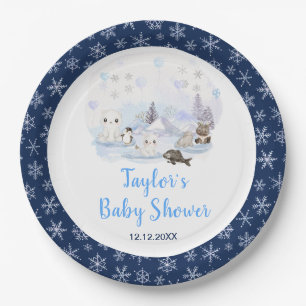 Assiettes En Carton Baby Shower Animaux Arctiques Merveilleux Hiver