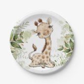 Assiettes En Carton Baby shower Anniversaire Cute Giraffe Verdure (Devant)
