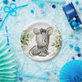 Assiettes En Carton Baby shower Anniversaire Cute Zebra Eucalipt (Fête)