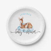 Assiettes En Carton Baby shower Aquarelle Cerf Cloud Bleu (Devant)
