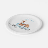 Assiettes En Carton Baby shower Aquarelle Cerf Cloud Bleu (Angle)