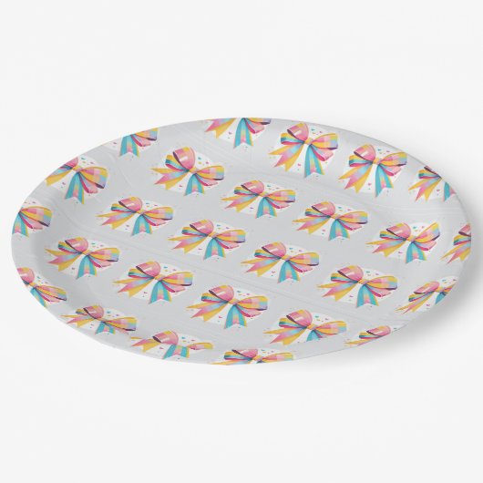 Assiettes En Carton Baby shower arc-en-ciel (Angle)