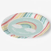 Assiettes En Carton Baby shower arc-en-ciel (Angle)