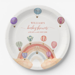 Assiettes En Carton Baby shower arc-en-ciel à ballon à air chaud color