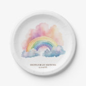 Assiettes En Carton Baby shower arc-en-ciel à l'aquarelle (Devant)
