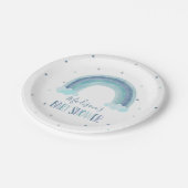 Assiettes En Carton Baby shower arc-en-ciel bleu aquarelle (Angle)