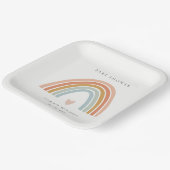 Assiettes En Carton Baby shower Arc-en-ciel bleu-bleu-blanc élégant (Angulaire)