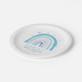 Assiettes En Carton Baby shower arc-en-ciel bleu Boho (Angle)