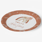 Assiettes En Carton Baby shower arc-en-ciel Boho (Angle)