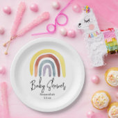 Assiettes En Carton Baby shower arc-en-ciel Boho (Fête)