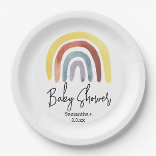 Assiettes En Carton Baby shower arc-en-ciel Boho