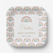 Assiettes En Carton Baby shower arc-en-ciel Boho (Recto)