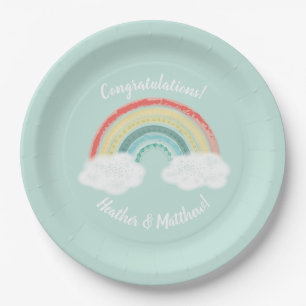 Assiettes En Carton Baby shower arc-en-ciel Boho