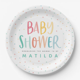 Assiettes En Carton Baby shower arc-en-ciel coloré