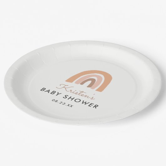 Assiettes En Carton Baby shower arc-en-ciel Cute Boho Pastel (Angle)