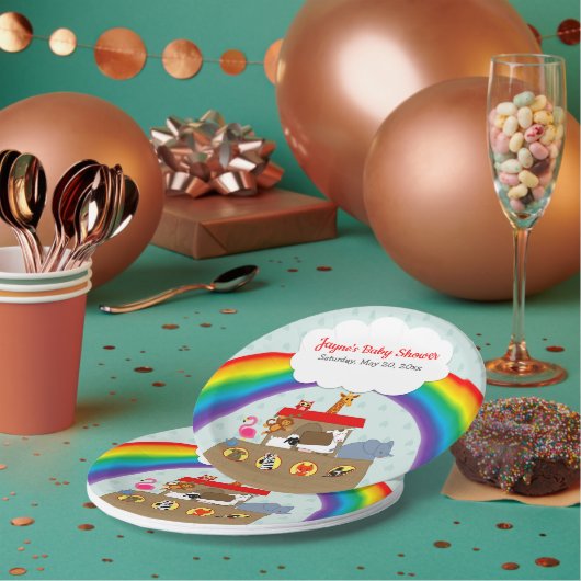 Assiettes En Carton Baby shower arc-en-ciel de Noah (Multi)