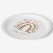 Assiettes En Carton Baby shower arc-en-ciel floral Boho (Angle)