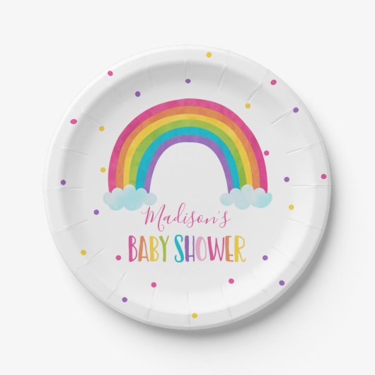 Assiettes En Carton Baby shower arc-en-ciel lumineux (Devant)