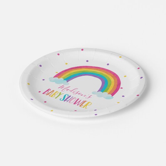 Assiettes En Carton Baby shower arc-en-ciel lumineux (Angle)