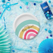 Assiettes En Carton Baby shower arc-en-ciel lumineux avec nom (Fête)