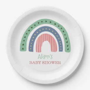 Assiettes En Carton Baby shower arc-en-ciel mignon