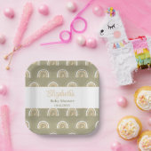Assiettes En Carton Baby shower arc-en-ciel neutre Boho (Fête)