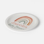 Assiettes En Carton Baby shower arc-en-ciel neutre en terre cuite (Angle)