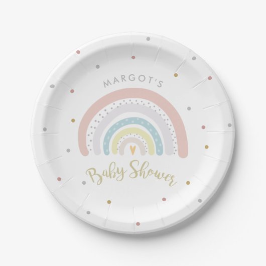 Assiettes En Carton Baby shower arc-en-ciel Neutre genre arc-en-ciel (Devant)
