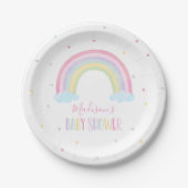 Assiettes En Carton Baby shower arc-en-ciel Pastel (Devant)