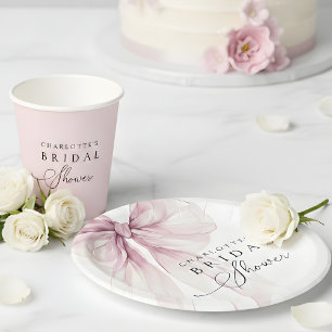 Assiettes En Carton Baby Shower Arc-en-ciel Rose à l'aquarelle