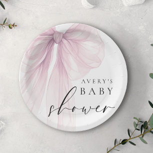 Assiettes En Carton Baby Shower Arc en Ciel Rose Élégant