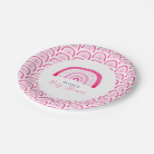 Assiettes En Carton Baby shower arc-en-ciel rose moderne (Angle)