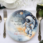 Assiettes En Carton Baby shower astronaute spatial modèle<br><div class="desc">Espace extérieur astronaute baby shower éditable plaques modèles,  mignon bébé aquarelle dans un costume d'espace volant dans l'espace personnalisable vaisselle modèle assiettes</div>