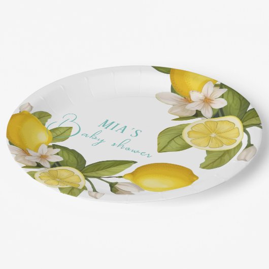 Assiettes En Carton baby shower au citron (Angle)