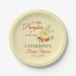 Assiettes En Carton Baby shower Automne Rustique Petit Citrouille
