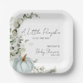 Assiettes En Carton Baby shower Automne Un Peu Citrouille Bleu (Recto)