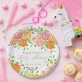Assiettes En Carton Baby shower aux agrumes et aux fleurs (Fête)