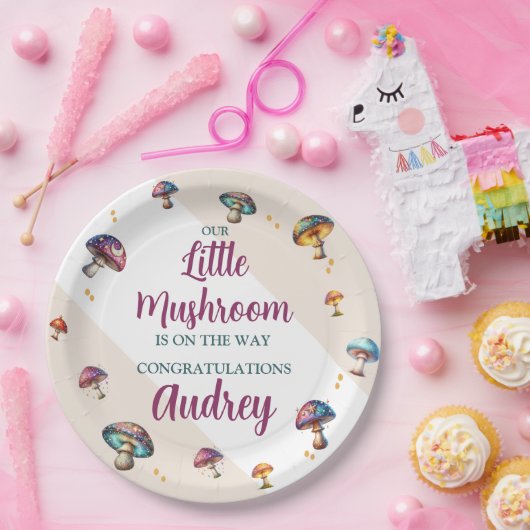 Assiettes En Carton Baby shower aux champignons de Boho mignons (Fête)