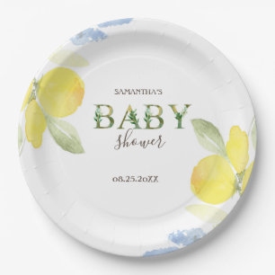 Assiettes En Carton Baby shower aux citrons aquarelles
