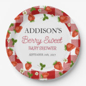 Assiettes En Carton Baby shower aux fraises | Berry Sweet (Devant)