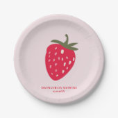 Assiettes En Carton Baby shower aux fraises roses et rouges (Devant)