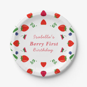 Assiettes En Carton Baby shower aux fraises sucrées pour bébé