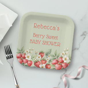 Assiettes En Carton Baby Shower aux Fraises Très Doux
