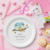 Assiettes En Carton Baby shower aux oiseaux bleus mignons (Fête)