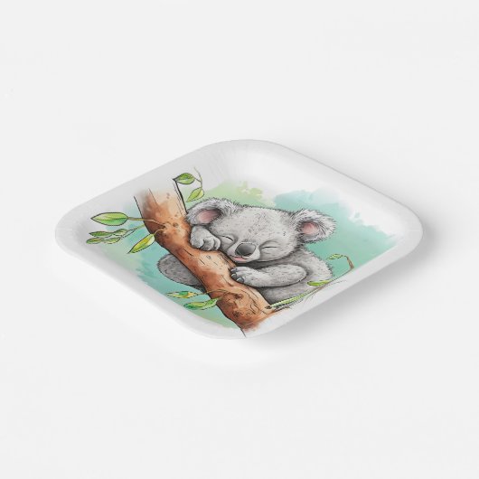 Assiettes En Carton Baby shower Baby Koala (Angulaire)