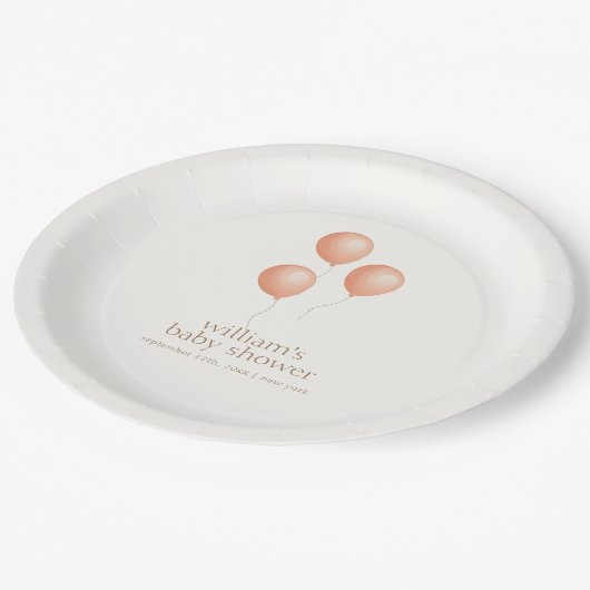 Assiettes En Carton Baby shower balloon de Boho Neutre (Angle)