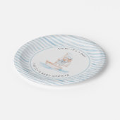 Assiettes En Carton Baby shower Bear Bleu Stripe (Angle)