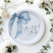 Assiettes En Carton Baby shower Bébé Bleu Bow Bowtiful